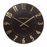 12" 30cm Mulberry Wall Clock Onyx Black Gold - Thomas Kent