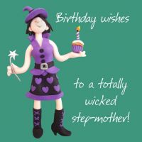 Birthday Card - Wicked Step Mother - Female Funny One Lump Or Two
