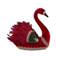 Swan Feather Lace Velvet Fabric Ornament - Gisela Graham