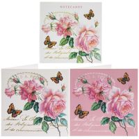 Note Card - 10 x Notelets - Redoute Rose Butterfly