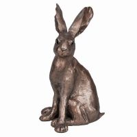 Hugh Sitting Hare Cold Cast Bronze Ornament - Frith Sculpture Paul Jenkins S189