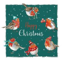 Christmas Card - Merry Robins - The Wildlife Ling Design