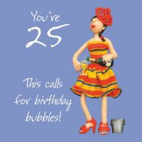 25th Female Birthday Card - Bubbles Champagne One Lump Or Two Funny