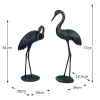 Solstice Sculptures Cranes Pair 77 & 61cm in Dark Verdigris