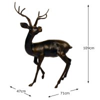 Solstice Sculptures Stag Large 109cm in Dark Bronze Effect