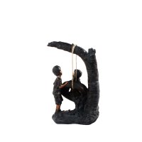 Solstice Sculptures Children on Tyre Swing 50cm in Bronze Effect