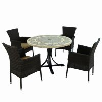 AVIGNON Dining Table with 4 STOCKHOLM Brown Chairs Set