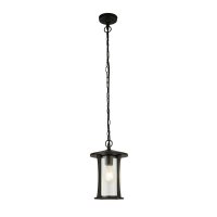 Searchlight Pagoda Outdoor Pendant IP44 - Black Metal with Clear Glass