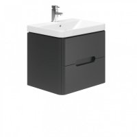 Essential Colorado 600mm Wall Hung Unit with Basin & 2 Drawers, Graphite Grey