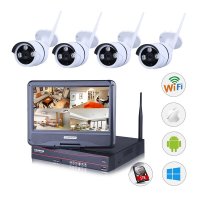 ENER-J 4 Camera Wireless CCTV Kit, NVR, 10inch Monitor - (IPC1008)