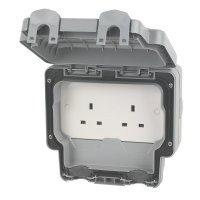 MK Masterseal Plus 13A 2 Gang Unswitched Socket (K56481GRY)