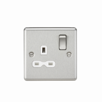 Knightsbridge 13A 1G DP Switched Socket with White Insert - Rounded Edge Brushed Chrome (CL7BCW)