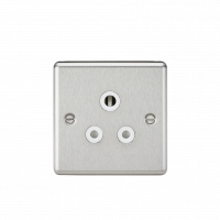 Knightsbridge 5A Unswitched Socket - Rounded Edge Brushed Chrome Finish with White Insert - (CL5ABCW)
