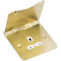 Knightsbridge 13A 1G unswitched floor socket - brushed brass with white insert (FPR7UBBW)