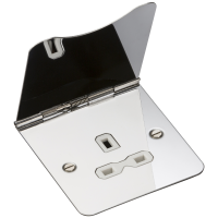 Knightsbridge 13A 1G unswitched floor socket - polished chrome with white insert (FPR7UPCW)