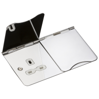 Knightsbridge 13A 2G unswitched floor socket - polished chrome with white insert (FPR9UPCW)
