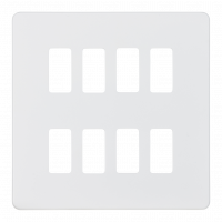 Knightsbridge Screwless 8G grid faceplate - matt white - (GDSF008MW)