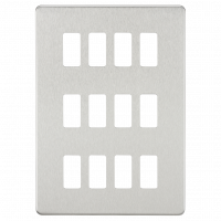 Knightsbridge Screwless 12G grid faceplate - brushed chrome - (GDSF012BC)