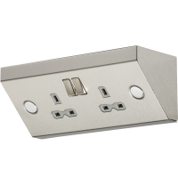 Knightsbridge 13A 2G Mounting DP Switched Socket - Stainless Steel with grey insert (SKR008)