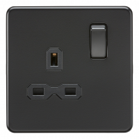 Knightsbridge Screwless 13A 1G DP switched socket - Matt black with black insert (SFR7000MBB)