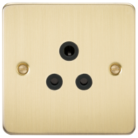 Knightsbridge Flat Plate 5A unswitched socket - brushed brass with black insert - (FP5ABB)