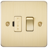 Knightsbridge Flat Plate 13A switched fused spur unit - brushed brass - (FP6300BB)
