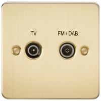 Knightsbridge Flat Plate Screened Diplex Outlet (TV & FM DAB) - Brushed Brass - (FP0160BB)