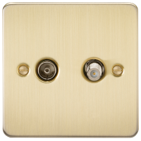 Knightsbridge Flat Plate TV & SAT TV Outlet (isolated) - Brushed Brass - (FP0140BB)