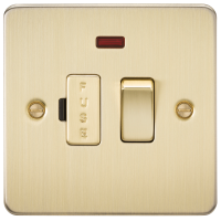 Knightsbridge Flat Plate 13A switched fused spur unit with neon - brushed brass - (FP6300NBB)
