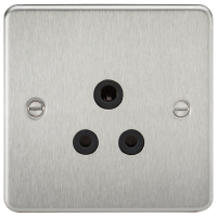 Knightsbridge Flat Plate 5A unswitched socket - brushed chrome with black insert - (FP5ABC)