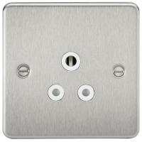 Knightsbridge Flat Plate 5A unswitched socket - brushed chrome with white insert - (FP5ABCW)