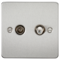Knightsbridge Flat Plate TV & SAT TV Outlet (isolated) - Brushed Chrome - (FP0140BC)