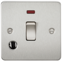 Knightsbridge Flat Plate 20A 1G DP switch with neon & flex outlet - brushed chrome - (FP8341FBC)