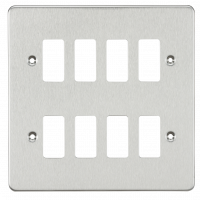 Knightsbridge Flat plate 8G grid faceplate - brushed chrome - (GDFP008BC)