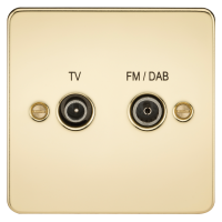 Knightsbridge Flat Plate Screened Diplex Outlet (TV & FM DAB) - Polished Brass - (FP0160PB)