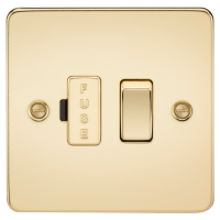 Knightsbridge Flat Plate 13A switched fused spur unit - polished brass - (FP6300PB)