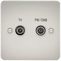 Knightsbridge Flat Plate Screened Diplex Outlet (TV & FM DAB) - Pearl - (FP0160PL)