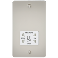 Knightsbridge Flat Plate 115/230V dual voltage shaver socket - pearl with white insert - (FP8900PLW)