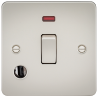 Knightsbridge Flat Plate 20A 1G DP switch with neon & flex outlet - pearl - (FP8341FPL)