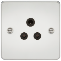 Knightsbridge Flat Plate 5A unswitched socket - polished chrome with black insert (FP5APC)