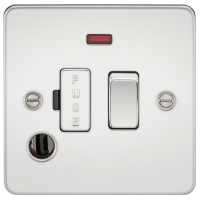 Knightsbridge Flat Plate 13A switched fused spur unit with neon and flex outlet - polished chrome - (FP6300FPC)