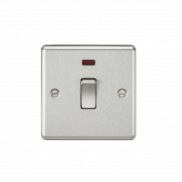 Knightsbridge 20A 1G DP Switch with Neon - Rounded Edge Brushed Chrome - (CL834NBC)