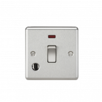 Knightsbridge 20A 1G DP Switch with Neon & Flex Outlet - Rounded Edge Brushed Chrome - (CL834FBC)