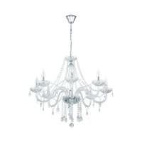 Eglo BASILANO Chrome & Clear Glass 8 Lamp Chandelier Pendant (39101)