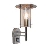 Saxby York Polished Steel 60W With PIR 1lt Outdoor Wall Light (4479782)