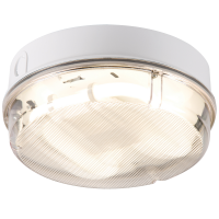 Knightsbridge IP65 28W HF Round Emergency Bulkhead with Prismatic Diffuser and White Base (TPR28WPEMHF)