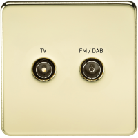 Knightsbridge Screwless Screened Diplex Outlet (TV & FM DAB) - Polished Brass (SF0160PB)