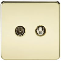 Knightsbridge Screwless TV & SAT TV Outlet (Isolated) - Polished Brass (SF0140PB)