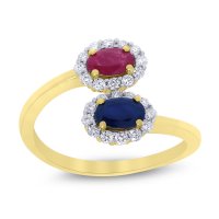9ct Gold Ruby | Sapphire & Diamond Ring