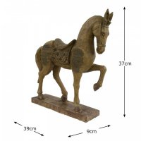 Elur Carved Wood Effect Horse 39cm